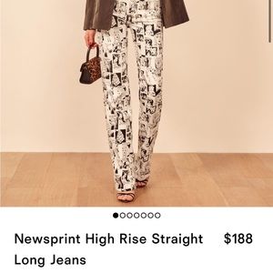 Newsprint high rise straight long jeans